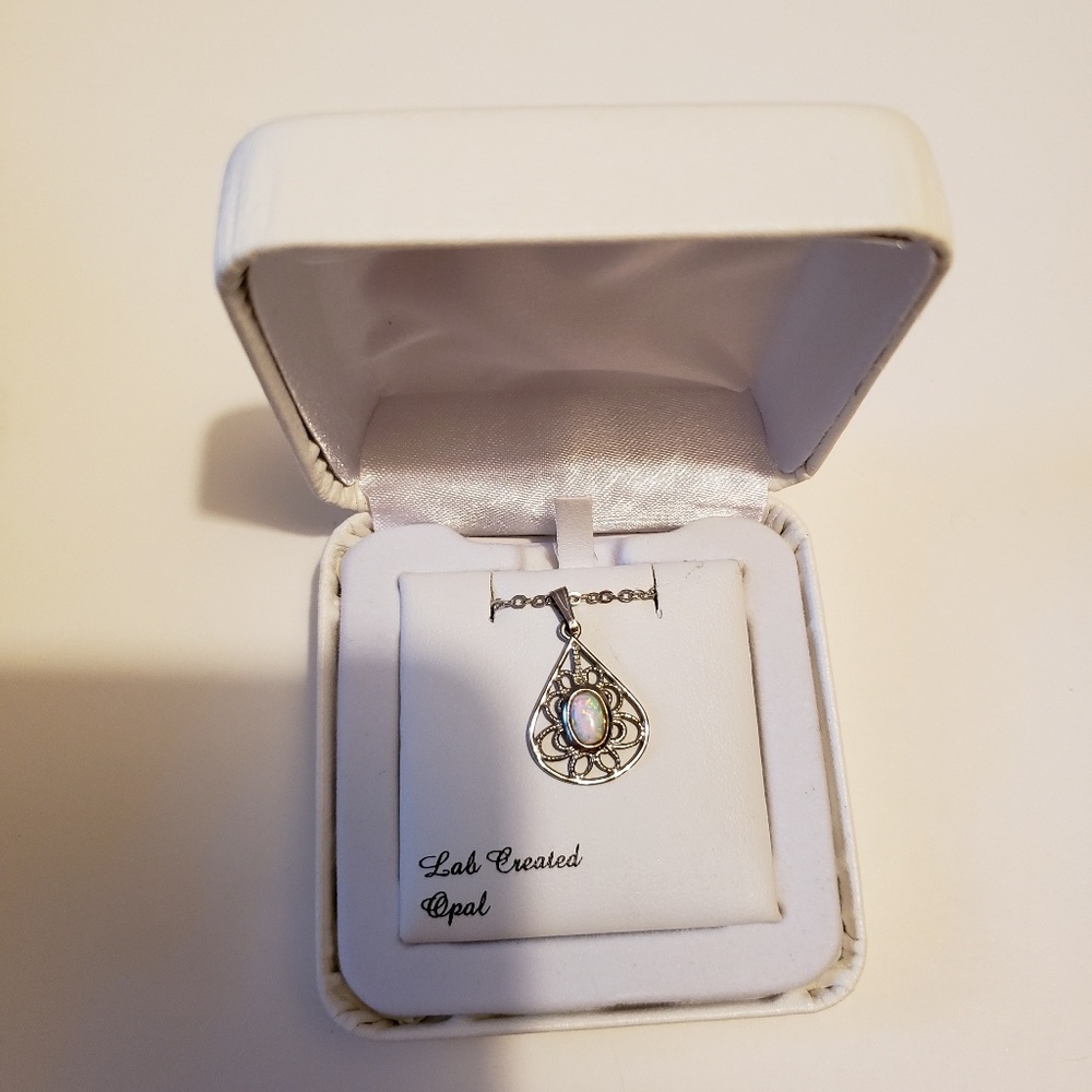 Opal Silver Necklace - Picture 2 of 4